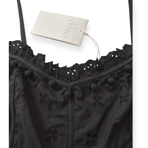 ULLA JOHNSON Celestia Broderie Anglaise Cotton Midi Dress, Black, Size 4, NWT - Picture 10 of 16